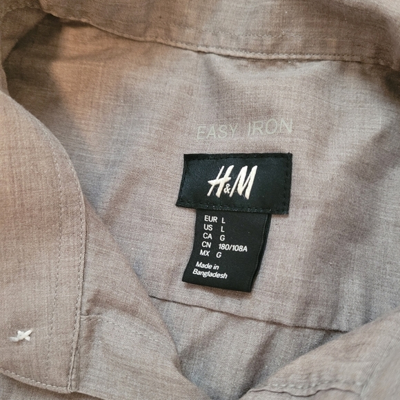 H&M Mens Button Up Easy Iron Long Sleeve Shirt Size Large - Picture 4 of 5